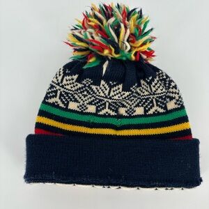 Vintage 100% Wool Hat Ski Beanie Warm Winter Pom Pom Unisex